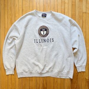 VTG 90s Jansport University Of Illinois Crewneck Unisex Chief Illiniwek Sz. XXL